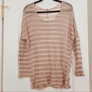 Lush Lightweight Pink and White Striped Sweater